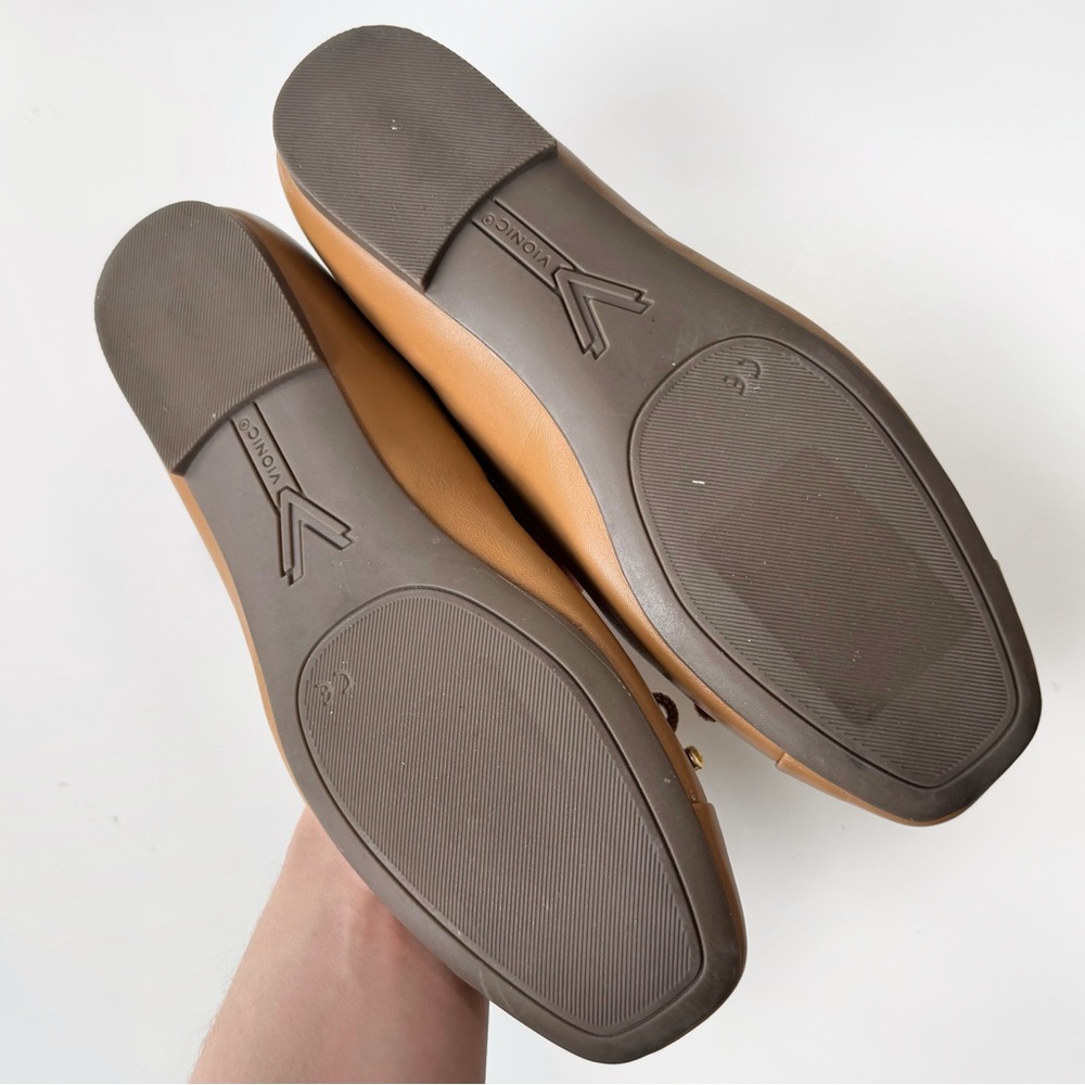 NEW Vionic Klara Camel Flats Square Toe Ballerina Flats Leather Minimal Modern - Picture 9 of 12
